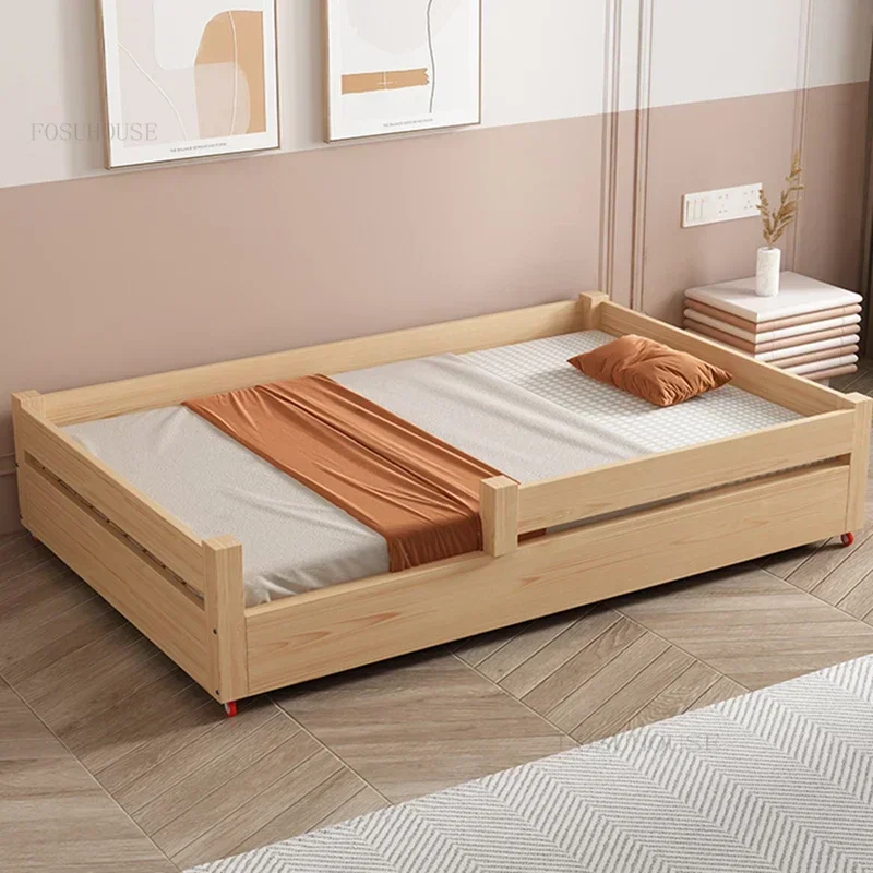 Nordic Solid Wood Children's Beds Small Apartment Pull-out Bed Creative Under-bed Drag Beds Separate Child Bed Home Furniture