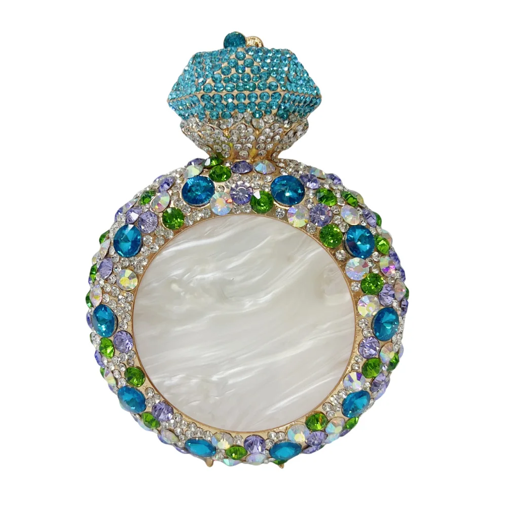 New Perfume Bottle Rhinestone Clutch Bag, Luxury Shell Full Diamond Evening Handbag for Women, Perfect for Party Wedding Banquet