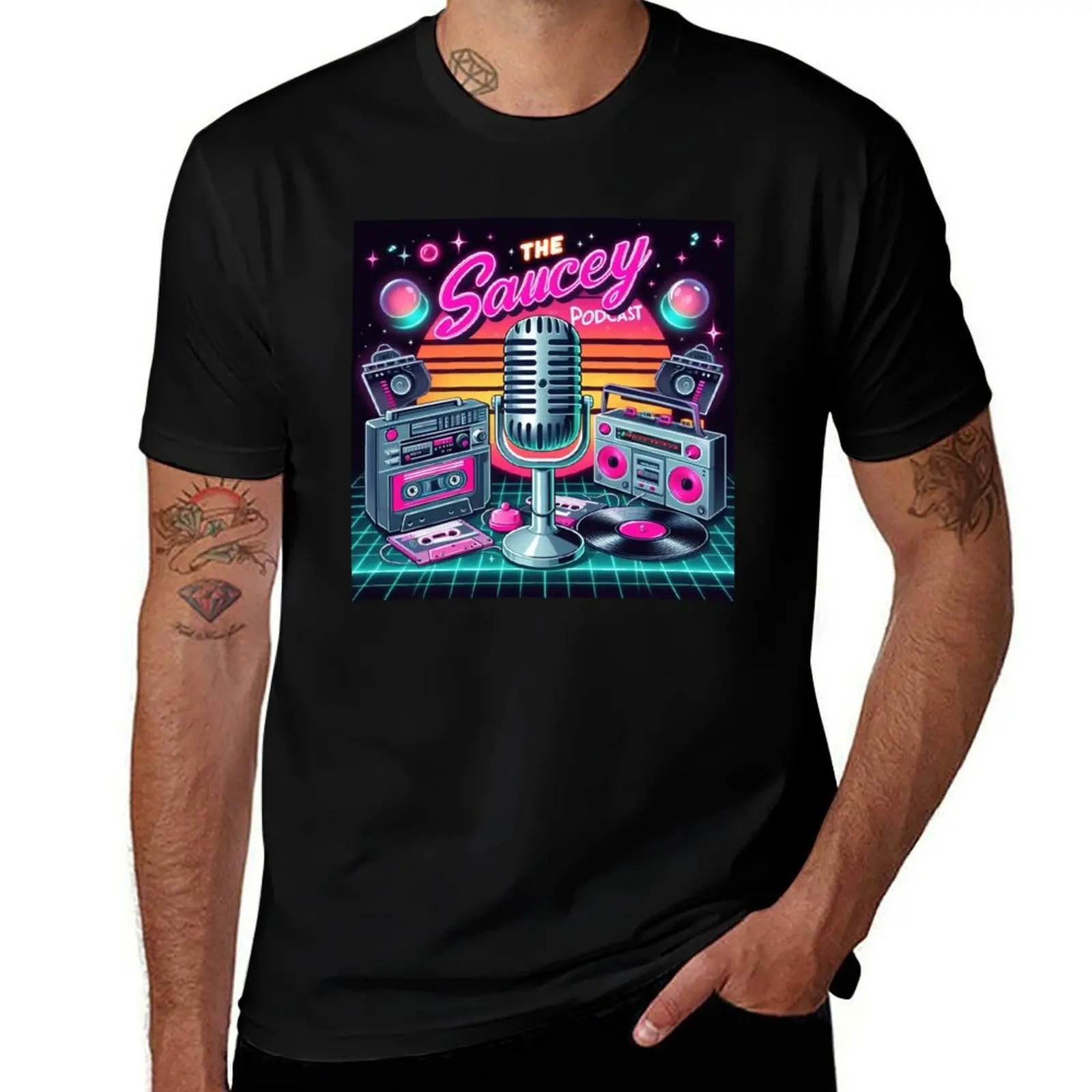 

The Saucey Podcast T-Shirt boys animal print Aesthetic clothing slim fit t shirts for men