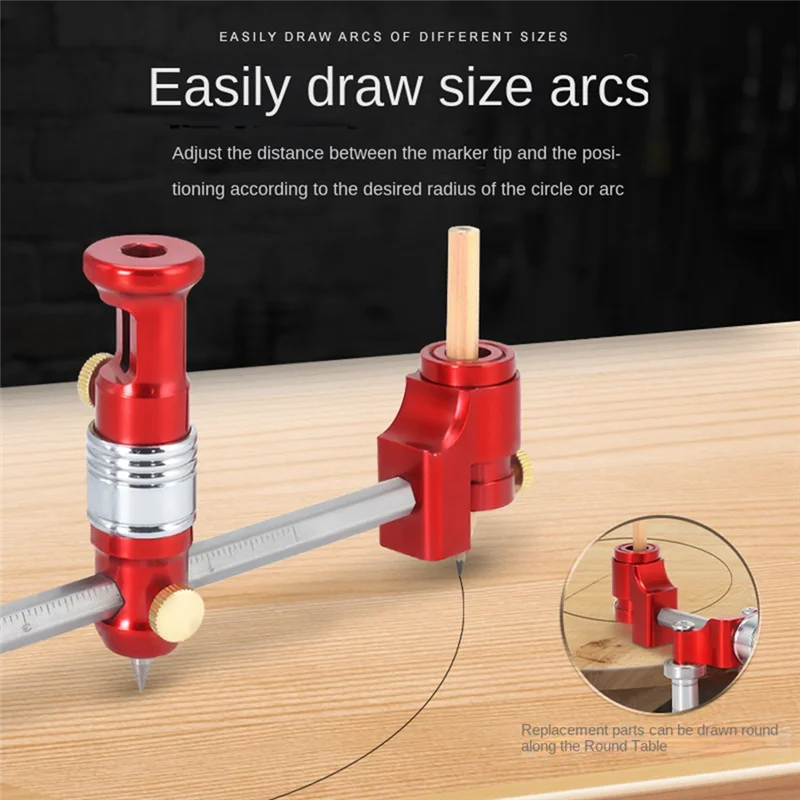 M12K-Precision Linear Arc Wheel Marking Gauge Center Finder Ruler Compass Dual-Purpose Scriber Woodworking Tool
