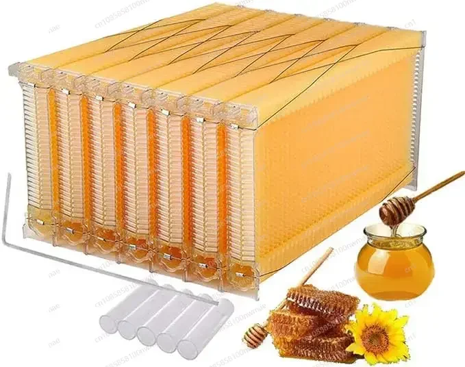 Apiculture Equipment Beekeeping Tool Flows Hive Beehive,Bee House,Automatic Self-Flowing Honey, 7 Bee Hive Frames Set