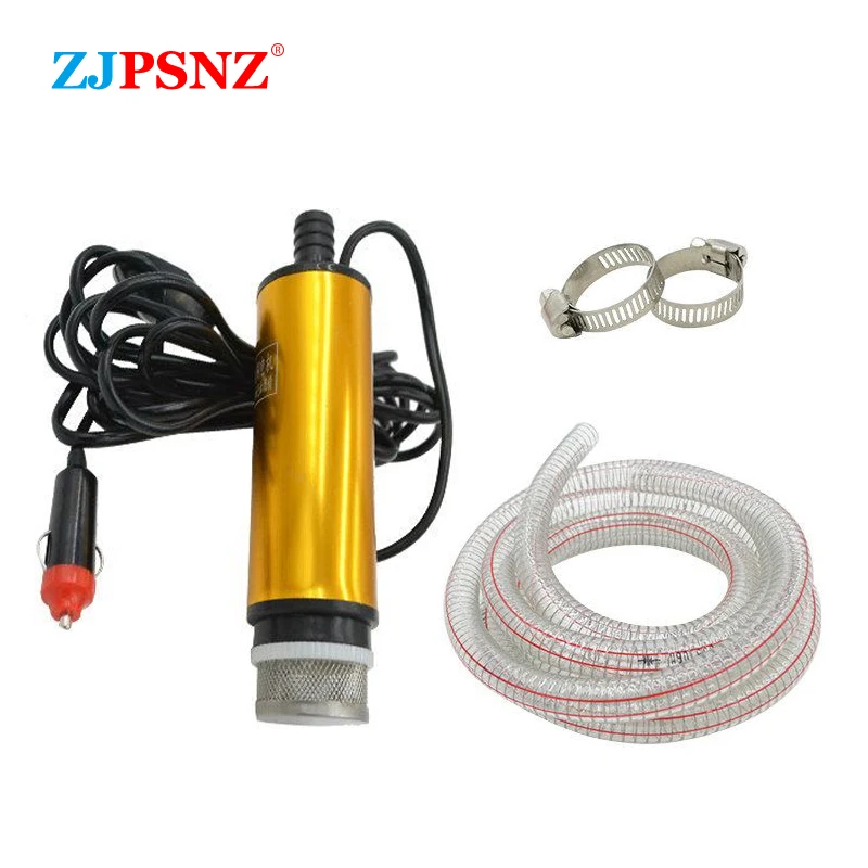 Car Electric Oil Pump DC12V DC24V For Auto Pumping Diesel Oil Water Submersible Fuel Transfer Pump Aluminum Alloy Shell 32L/Min