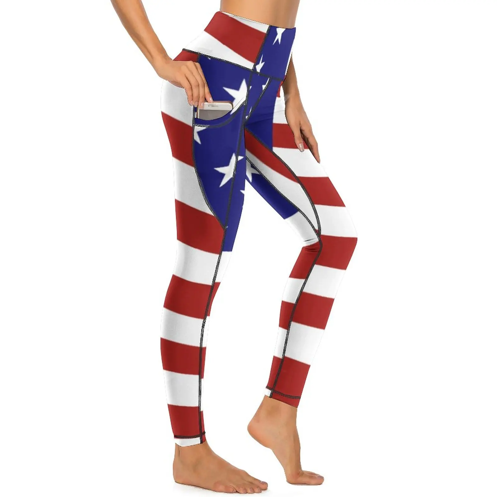 American USA Flag Print Yoga Pants July 4th Fitness Leggings Push Up Quick-Dry Sports Tights Funny Graphic Yoga Legging Gift