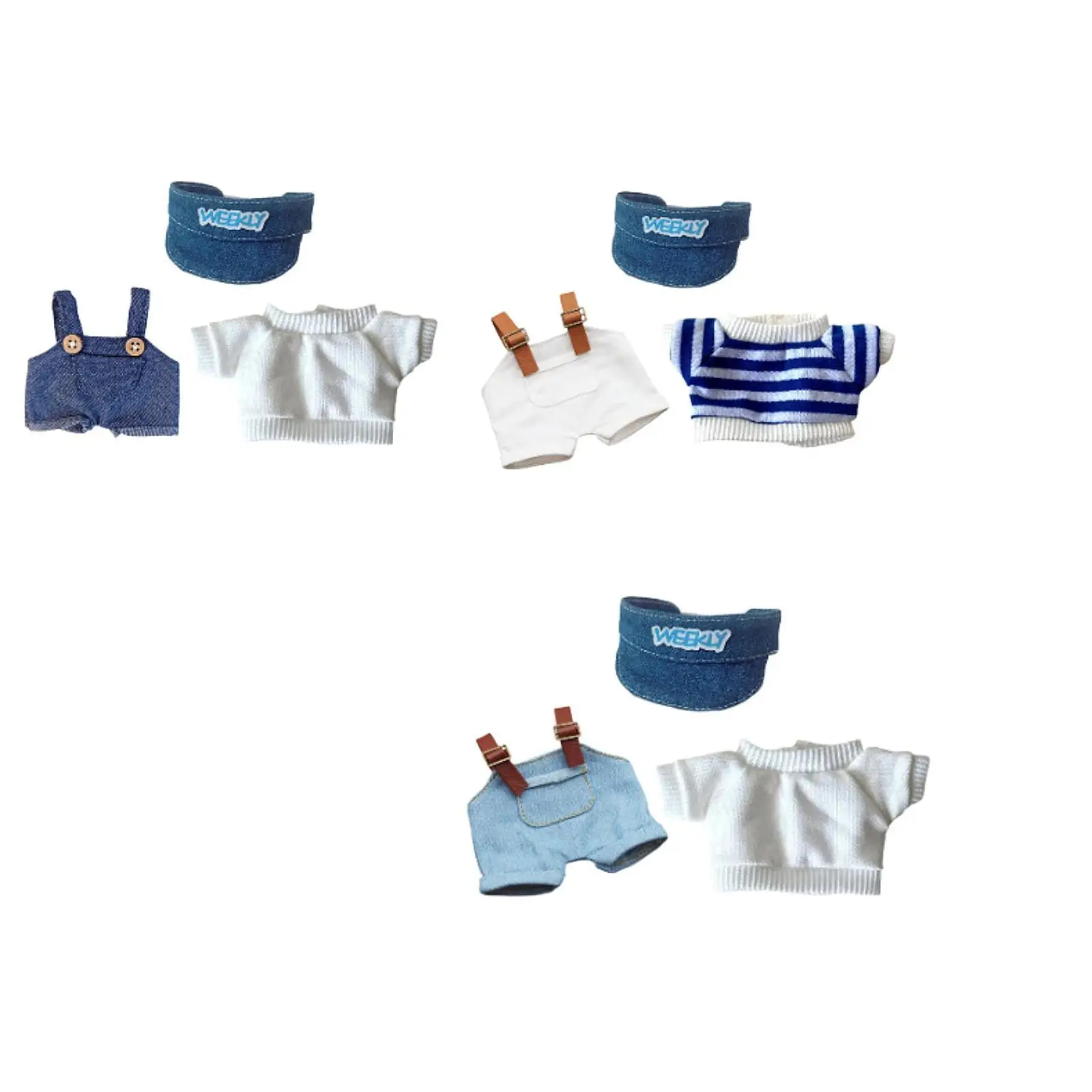 Plush Doll Clothes for 15cm 17cm Doll Pretend Play Cute Plush Doll Accessories Doll Overalls Doll Clothes for Pendant Doll Kids