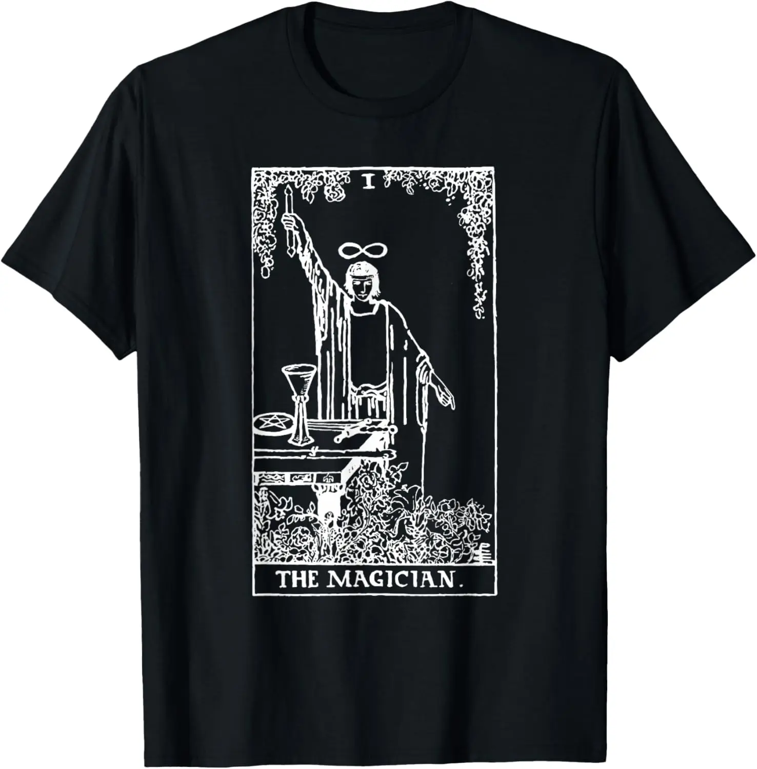 The Magician Tarot Card I T Shirt (Traditional Design) T-Shirt 100% Cotton Trendy Y2K Short-Sleeve Tee-Soft, Quick-Drying,