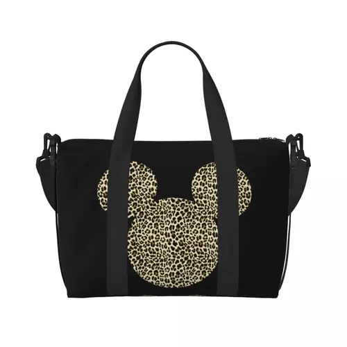 맞춤형 미키 마우스 레오파드 무늬 필 토트백, 여성용 대용량 체육관 비치 숄더백, 여행 가방  Best5