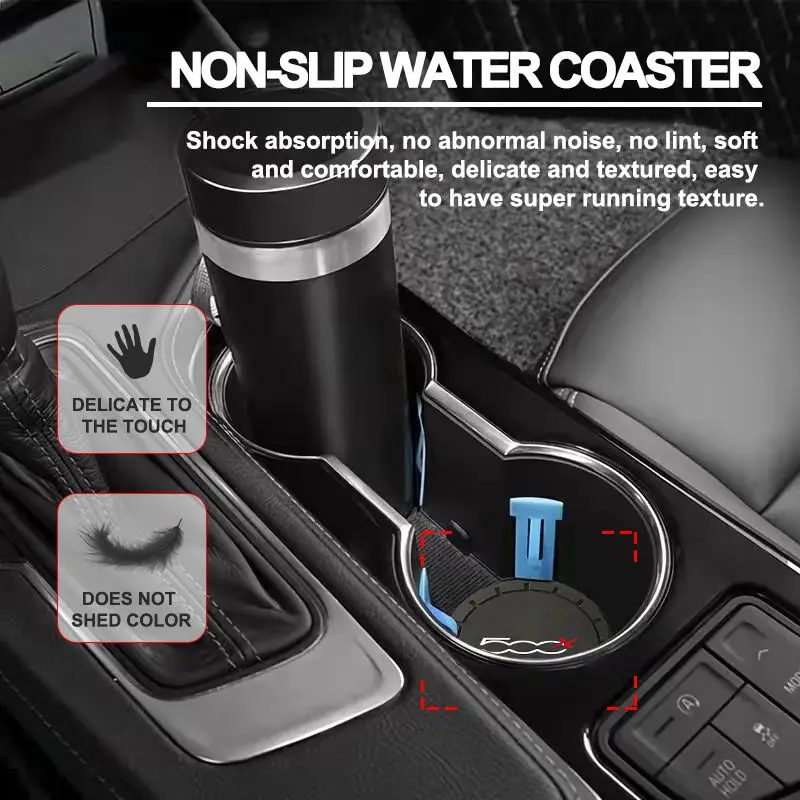 Car Coaster Water Cup Non-Slip Silica Gel Pad Holder Mat For Fiat 500x 2023 tuning 2017 2018 2015 2016 2019 Accessories