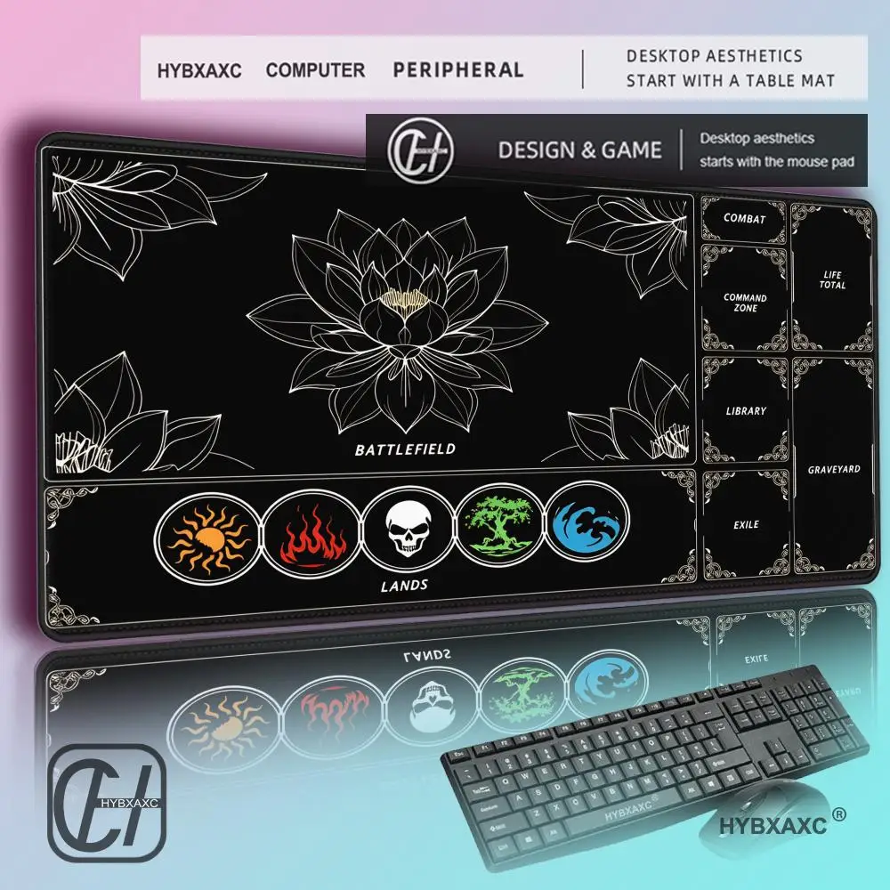 HYBXAXC Applicable to MTG TCG Dark Lotus Design Trading Game Card Pad 60x35cm with Magic Area Anti Slip and Washable Suitable