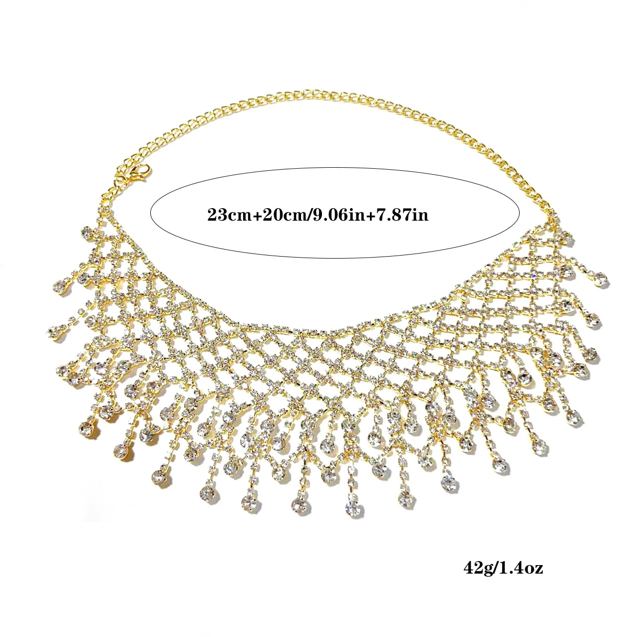 الأزياء الأوروبية والأمريكية قلادة الماس متعددة الصرف، قلادة قطرة الماء مبالغ فيها الرجعية، قلادة شرابة #4