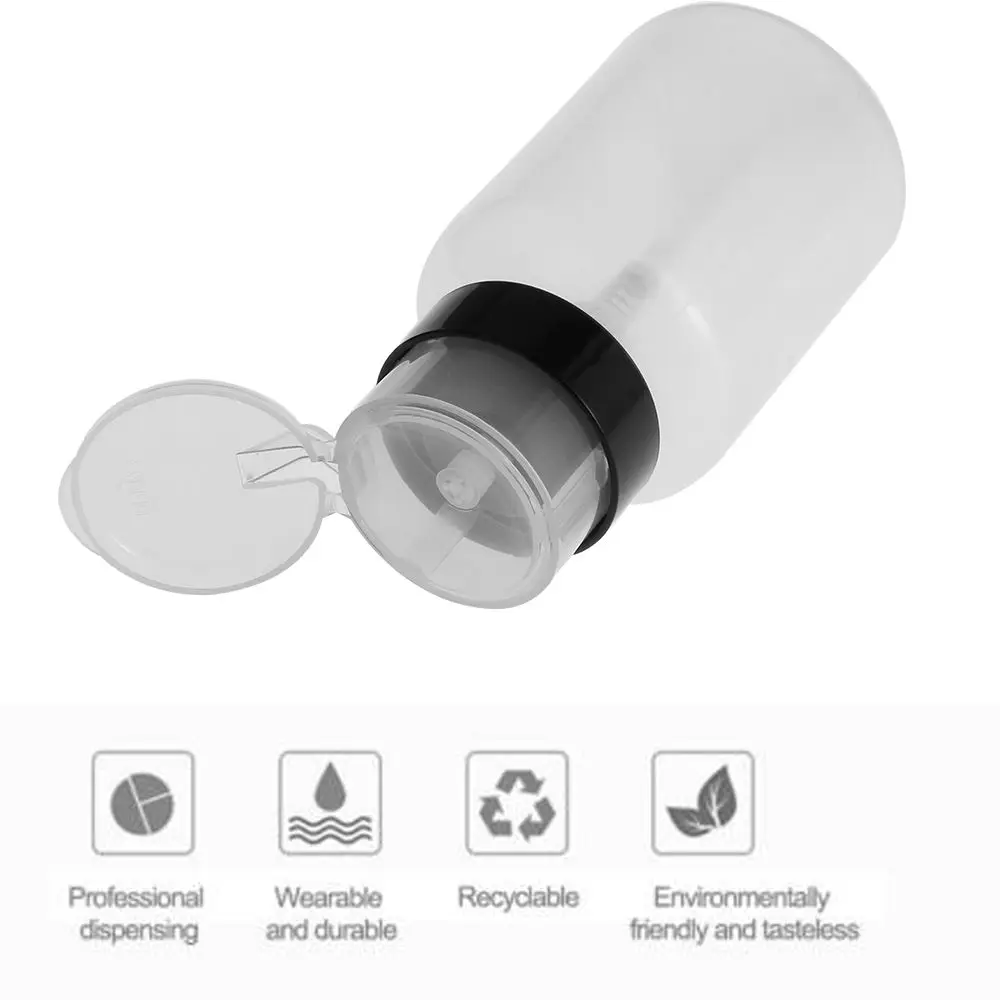 200mL Woman UV Gel Cleaner Manicure  Clean Acetone  Nail Polish Remover Empty Bottle Pump Dispenser Container
