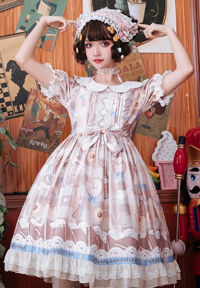 

Milk & Cookies ~ Sweet Short Sleeve Printed Lolita Dress by ZJY