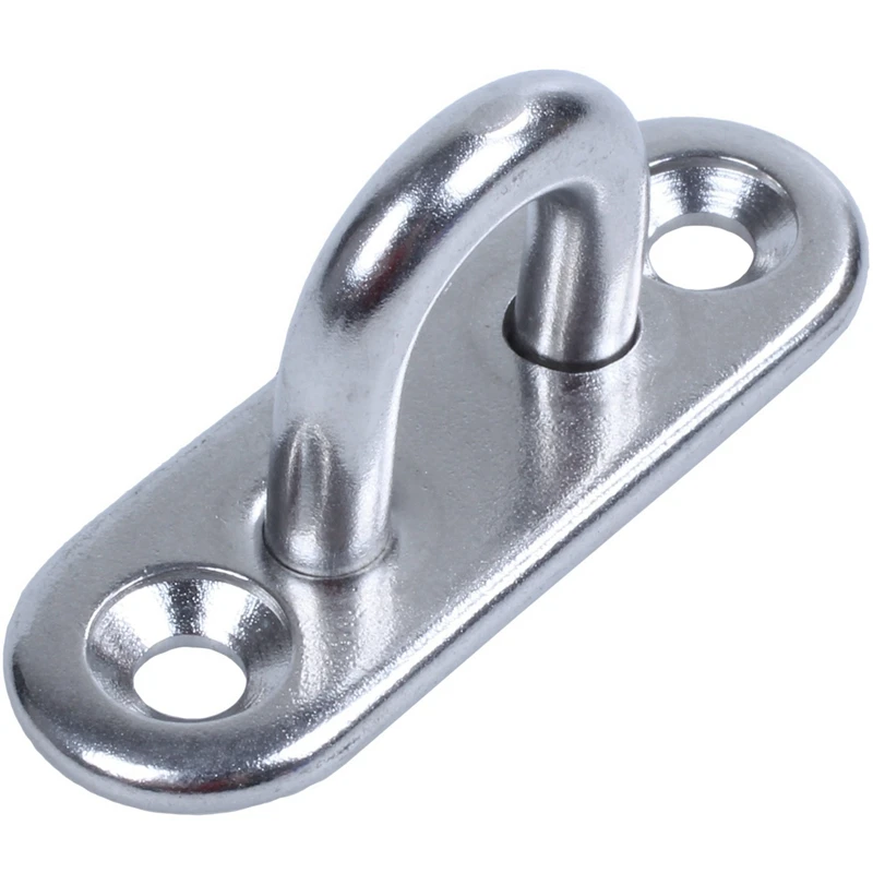 40Pcs 5Mm 304 Stainless Steel Oblong Pad Eye Plate Staple Ring Hook