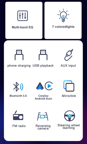 Imagen 2 del producto IPS 6,9 pulgadas 1Din Carplay Android Auto Radio de coche reproductor Multimedia de vídeo MP5 1 Din sin DVD con Bluetooth estéreo carga USB