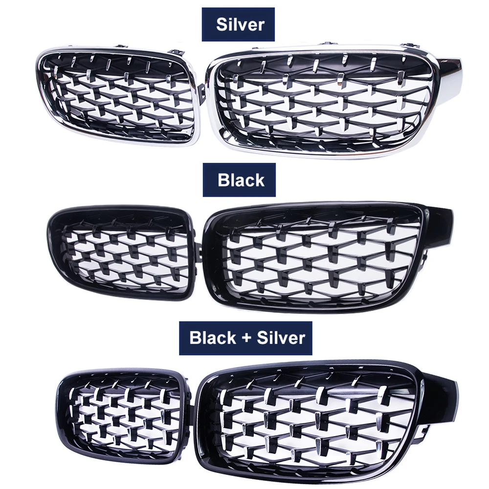 Ein Paar Hohe Qualität Chrome Niere Gitter Für BMW 3 Serie F30 F35 F31 2012-2018 Meteor Stil Diamant stil Racing Grills