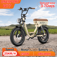 ONESPORT W77 Electric Bike 250W Motor 48V 18Ah Removable Battery Electric Bicycle 20 Inch Fat Tire Hydraulic Brake Adult E-bike