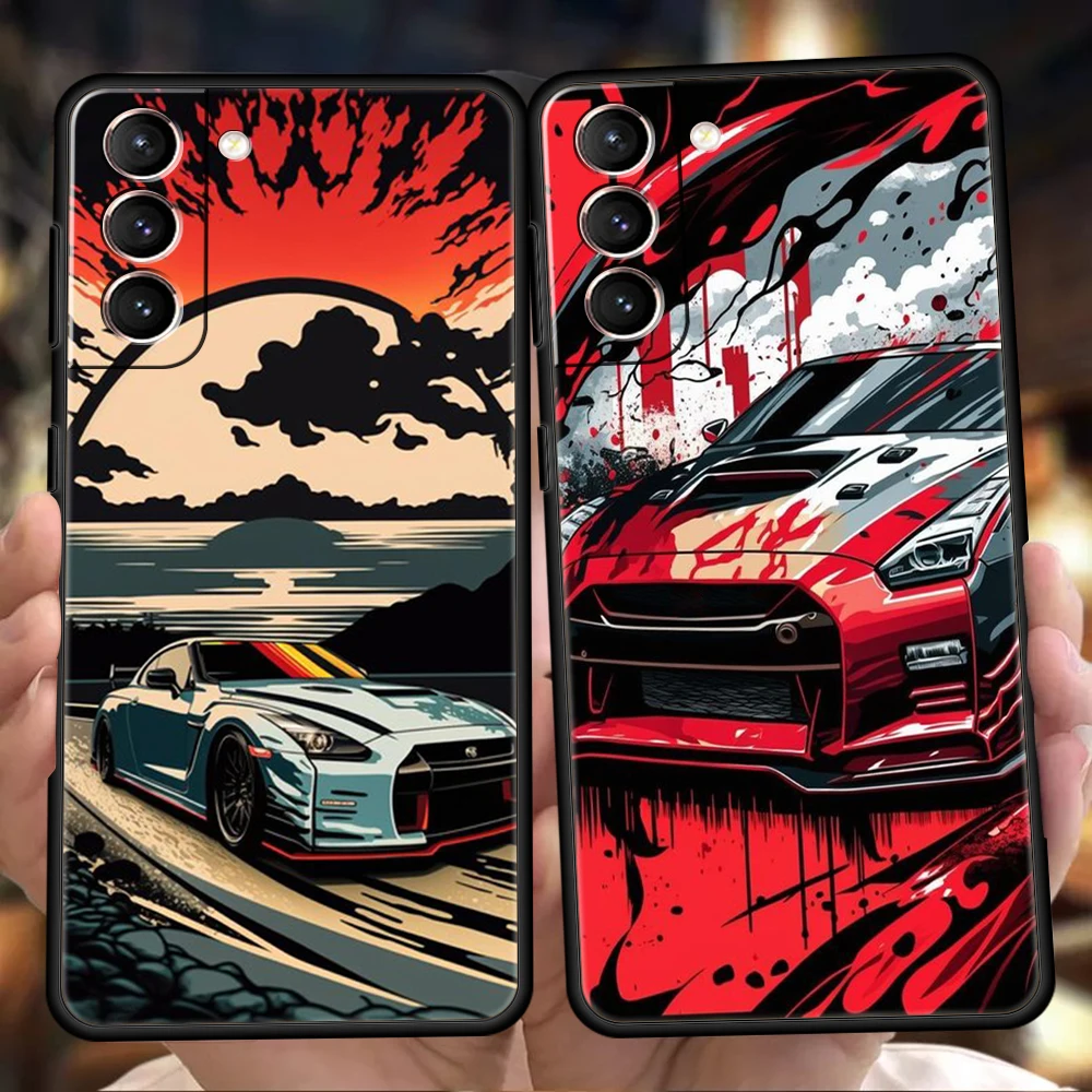 JDM Drift Sports Car Phone Case for Samsung Galaxy S24 S23 S22 S20 S21 FE Ultra S10 S10E S9 S8 Plus 5G Silicone TPU Cover Capas