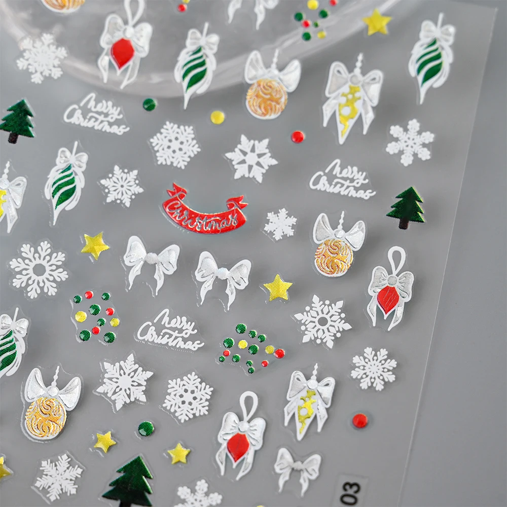 1 pz 5D adesivi per nail art di Natale carino Babbo Natale pupazzo di neve fiocchi di neve alce adesivo cursore per unghie Natale inverno decalcomanie per manicure fai da te