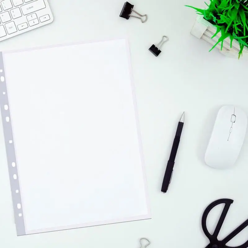 A4 Size Multipurpose File 11-Hole Loose Leaf Clear PVC Sheet Page Document Punched Pocket Folder Protector