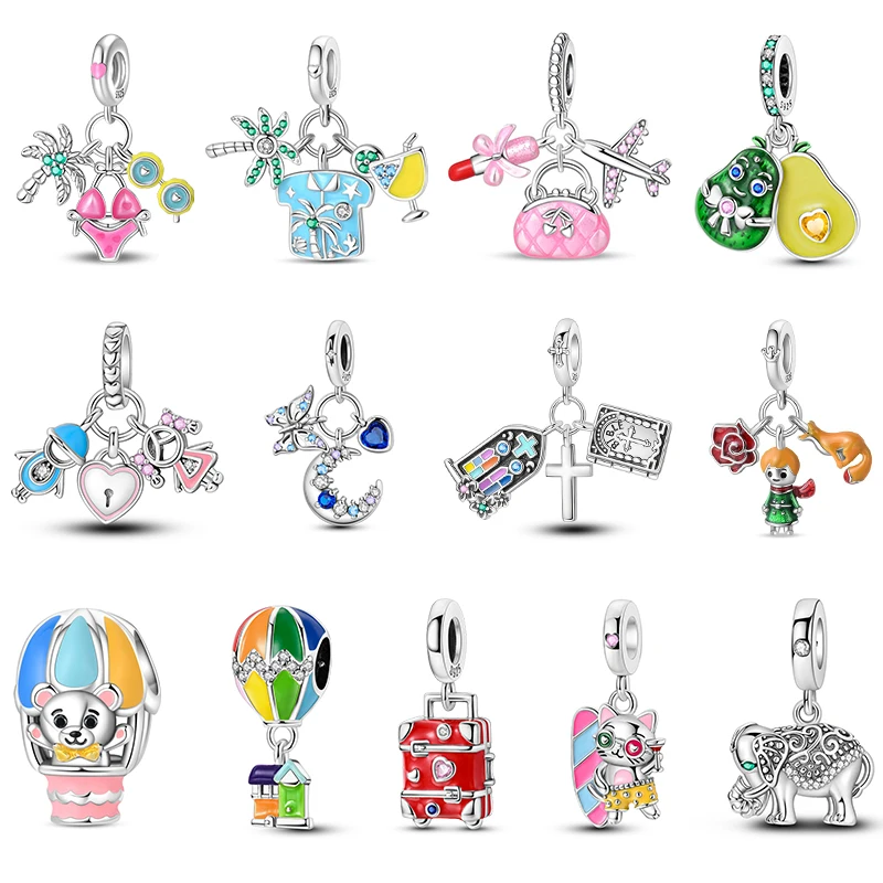 

Plata De Ley 925, серебро, кокосовая парень, праздник, котенок, серфинг, скейтборд, подвески, бусины, подходят для браслетов-пандо, кулон, ювелирное изделие, подарок