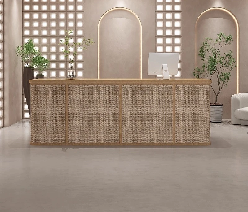 

Wabi bar checkout page Clothing store counter B & B Japanese and Korean restaurant Bar table Rattan front desk Reception desk