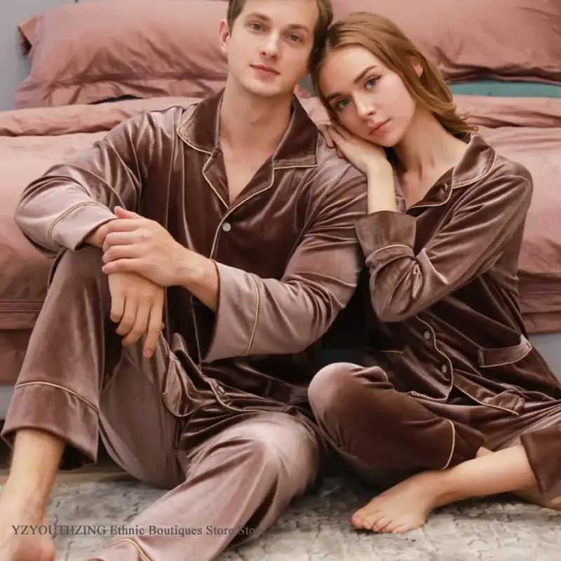 

Couple Velvet Sleepwear Pajamas Set Autumn Winter New Nightwear Home Clothes Loose Casual Velour Loungewear Pijamas Suit Pyjama