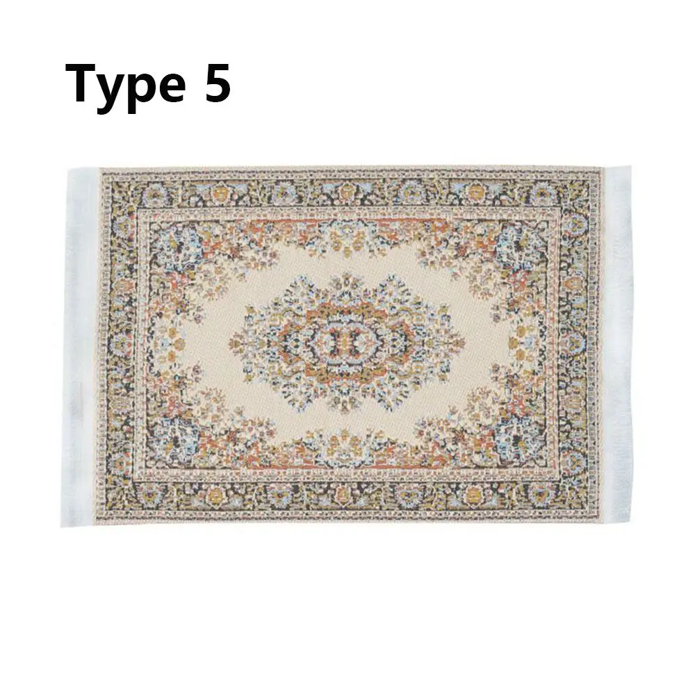Floral Pattern Mat Playing House Turkish Style Doll Accessories Miniature Weaving Rug Floor Coverings Dollhouse Carpet