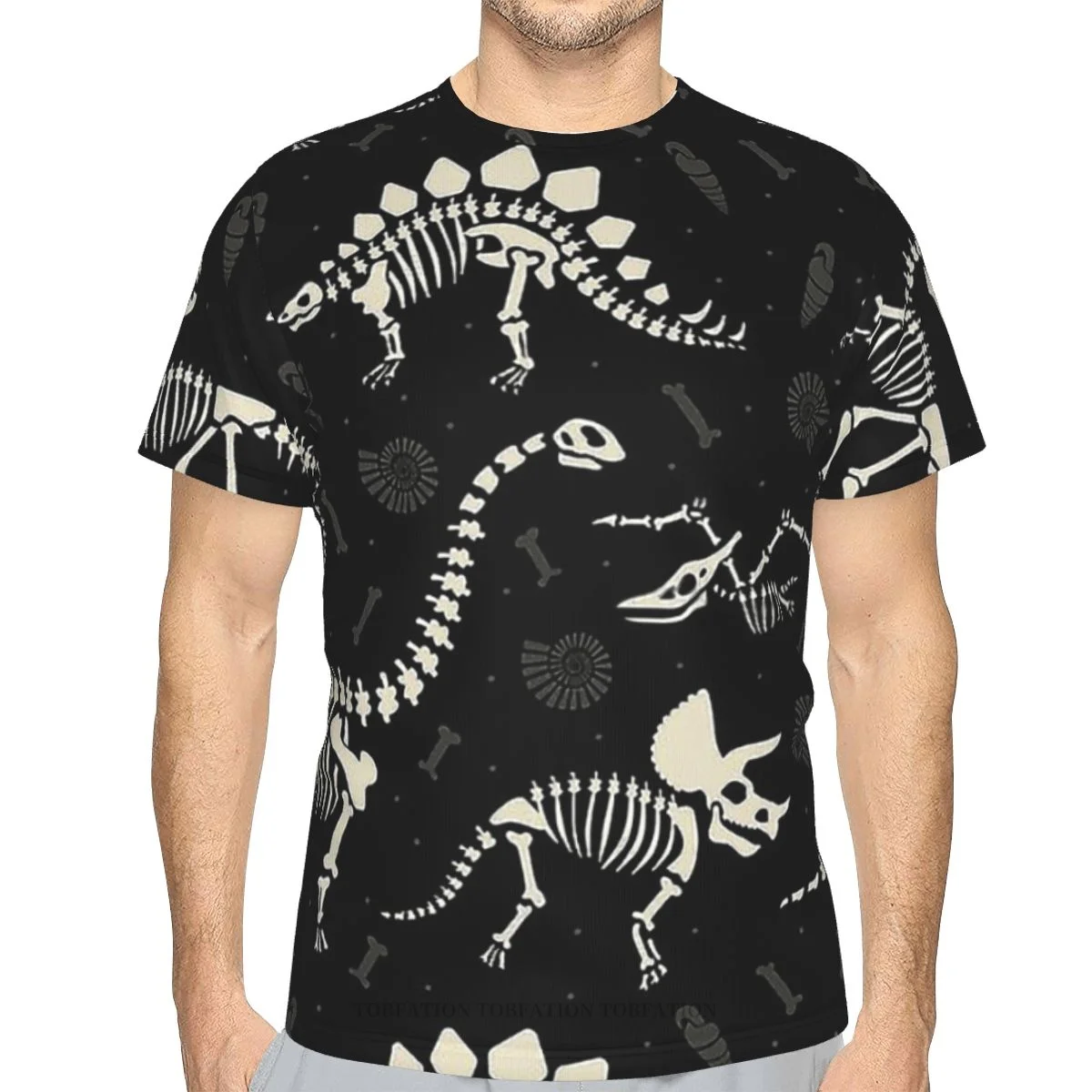 Dinosaur Fossils Polyester 3D Print Skeleton Skull Bone Men's T Shirt Outdoor Sports Quick-drying Clothes T-Shirt Street Tees