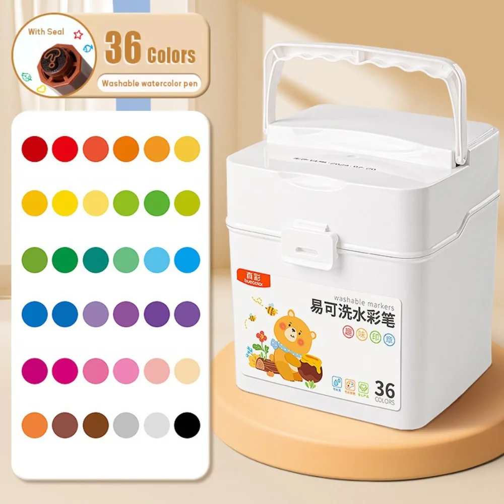 New Colored Seal Watercolor Pen Water-soluble 12/24/36 Colors Art Marker Pen Writing Tools Students