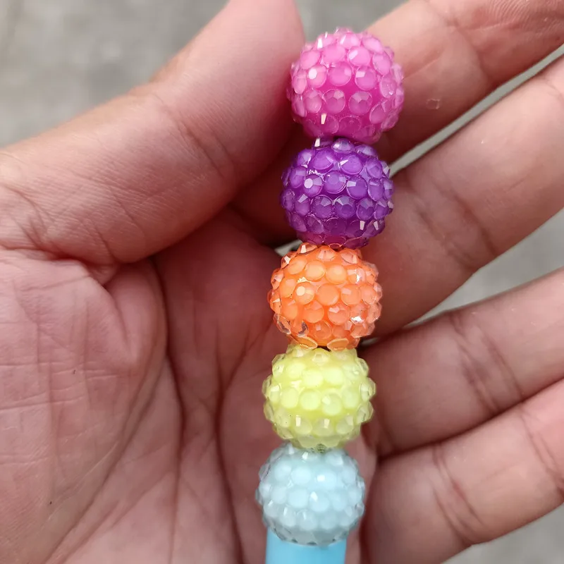 

100Pcs 16mm Transparent Resin Diamond Beads DIY Handmade Bead Pen Phone Chain Baeadable Keychain Jewelry Making Accessories
