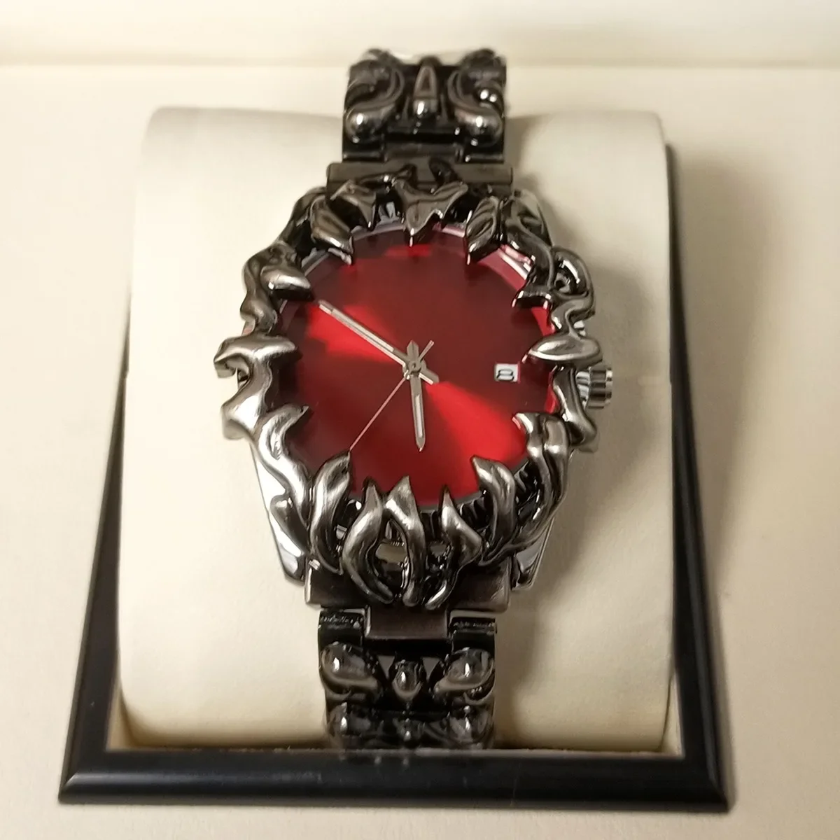 Y2K Black Watches for Men Unique Claw Design Alabaster Stone