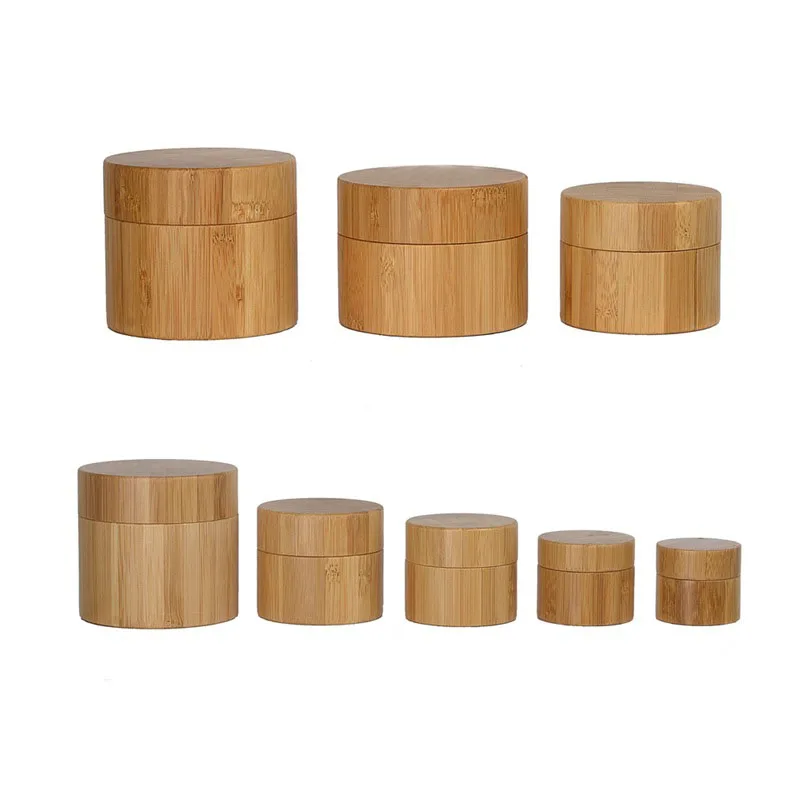Big Size 250g 200g 150 100g PP Bamboo Bottle Cream Jar Nail Art Cream Refillable Cosmetic Makeup Container Bottle Storage Box