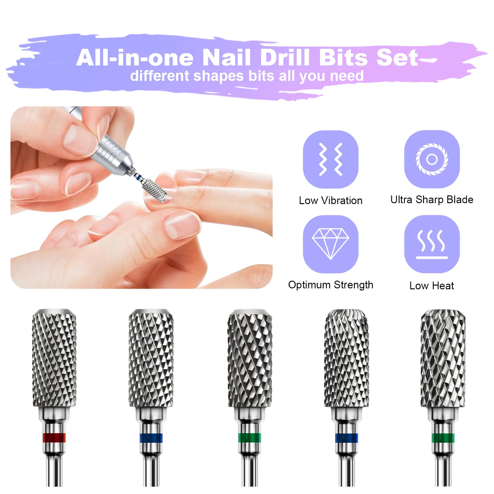 Brocas de carburo de tungsteno para uñas, accesorio de taladro eléctrico para uñas, fresas, eliminador de esmalte de Gel de piel muerta, herramientas de manicura, 1 Uds.