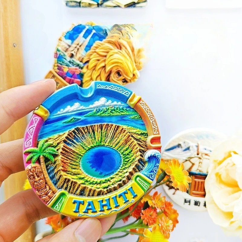 Tahiti Lake Sea Fridge Magnet - Serene 3D Volcanic Island Souvenir Unique South Pacific Gift for Travel & Ocean Lovers Decor