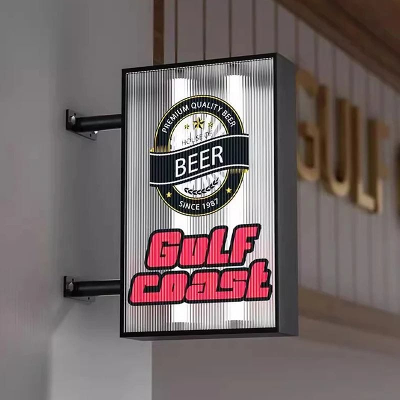 Customized high-brightness metal light box signs, wall-mounted storefront signs, with hanging installation