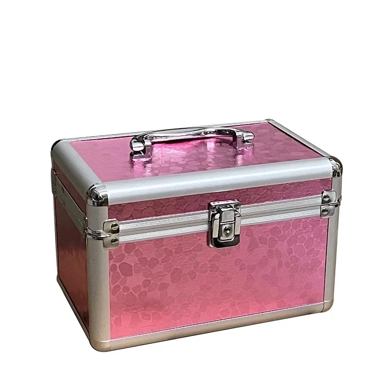 Modern Style Aluminum Alloy Double-layer Makeup Box Girls Outside Traveling Portable Makeup Box Massage Beauty Nail Art Toolbox