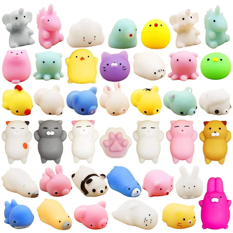 Random 2/5/10Pcs Mini Animal Squishy Toy Squeeze Ball Toys Fidget Toys Pinch Kneading Toy Stress Reliever Toys Kid Party Favor