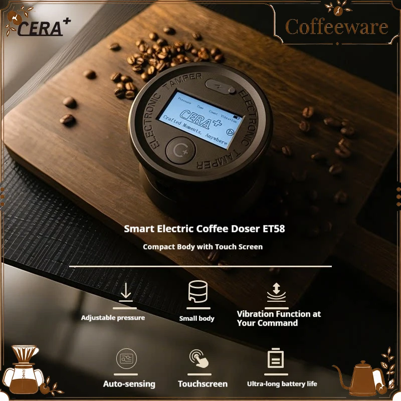 CERA Plus ET58 Electric Coffee Tamper Adjustable Constant Pressure Wireless 58Mm Automatic Distributor Touch Screen For Coffee