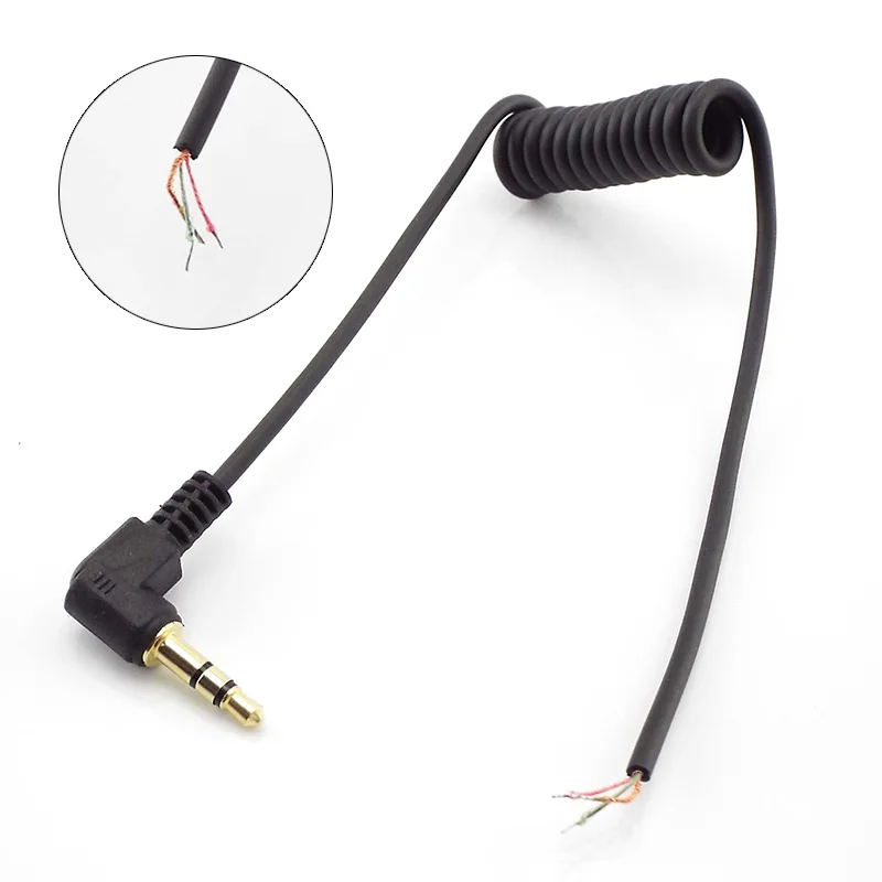 3.5mm Right angle DIY Headphone Audio Cable Line 3 pole Jack Strand Earphone Maintenance Repair Wire Cord 3.5 Male Plug C3