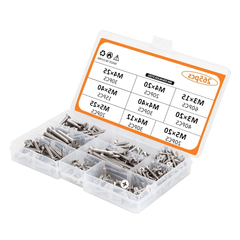 

265pcs Self Tapping Screws Assortment Screws Stainless Steel Screws