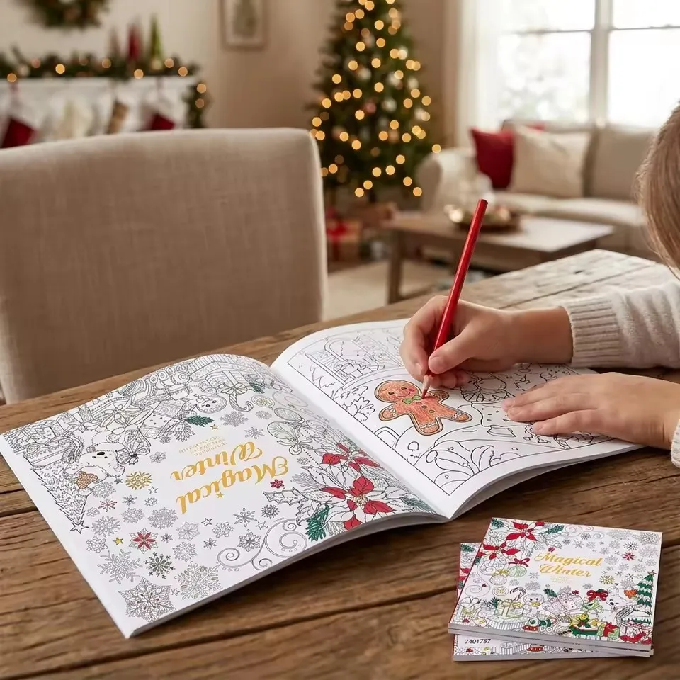Magical Winter Coloring Book Relaxtion Stress Relief Kill Time Christmas and Winter Theme Graffiti Painting Drawing Book
