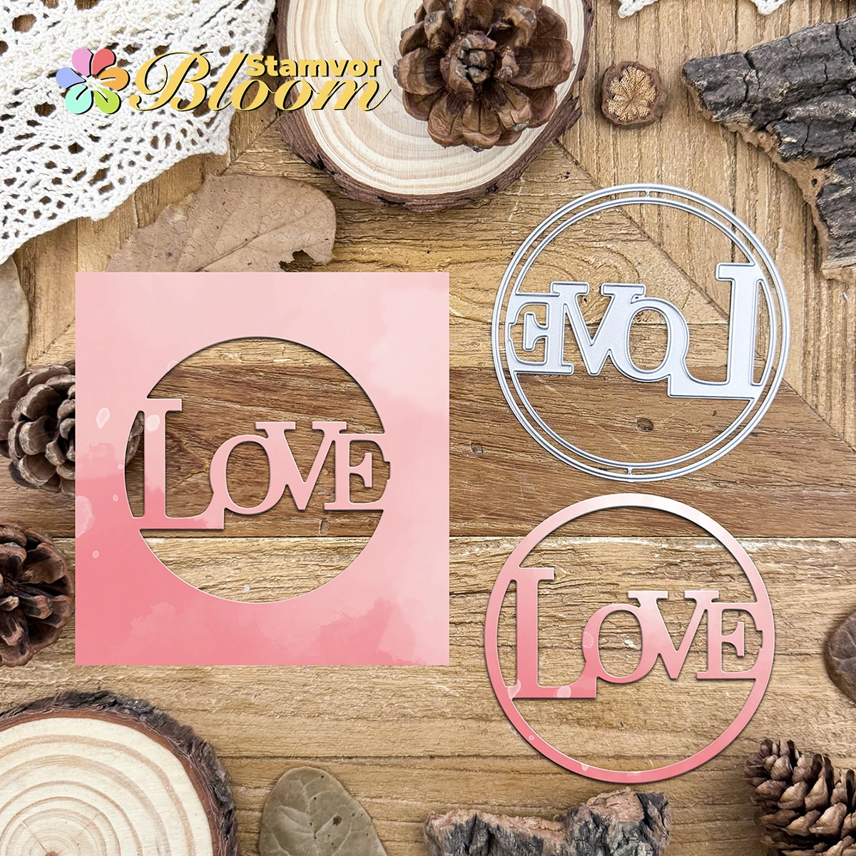 Original LOVE Kreis Worte Rahmen Valentinstag Metall Stanzformen Scrapbooking Dekorative Prägung
