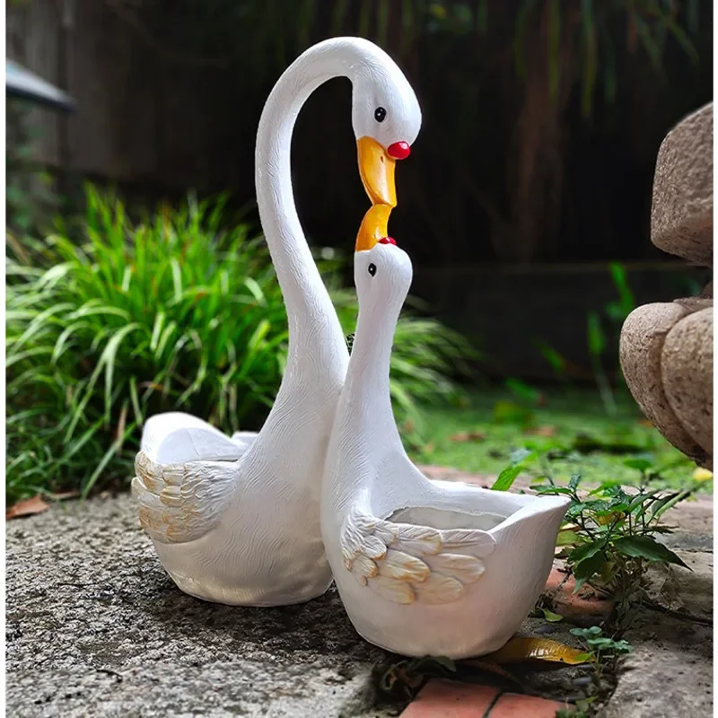 Creative Swan Succulent Container for Outdoor Garden, Bonsai Basin, Pool Scenery, Flower Pot, Exquisite Gardening Decoration