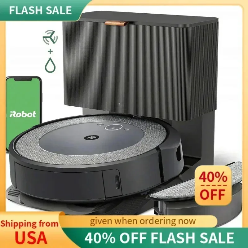 PMD4-iRobot Roomba Combo i5 Robot aspirador autovaciador, limpia en la habitación con mapeo inteligente, evita que se ve hasta 60 días,