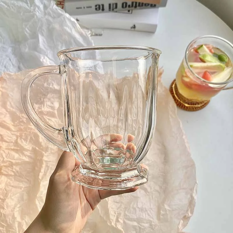 

Large Capaci Glass Cup Nanyan Gulu Gulu Big Mouth Cup Ins Sle Milk Tea Juice Water Glass Cup Transparent Nordic round ape