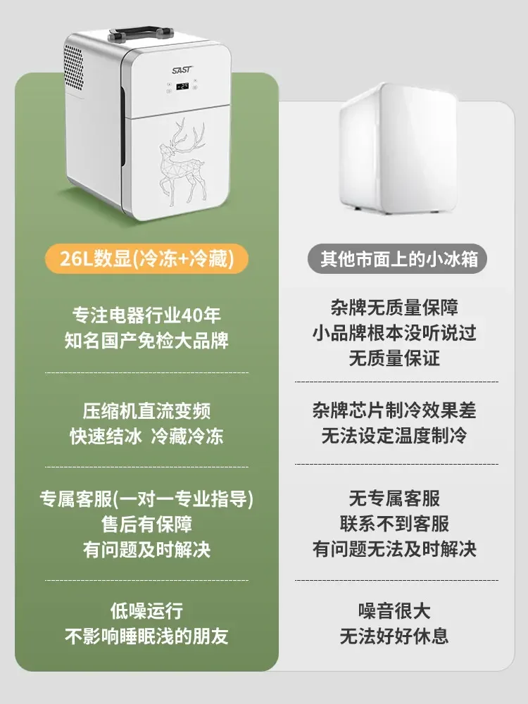 SAST Car Mini Mini Refrigerator Mini Dormitory Rental Room Small Breast Milk Single Freezer Dual Use in Car and Home 220V/12V