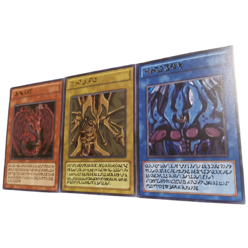 Tarjeta flash de 3 hojas Yu-Gi-Oh! Animales Sagrados Raviel El Señor de Fantasmas Uria Searing Flames Diy Figuras de juguete de acción Colección de juegos