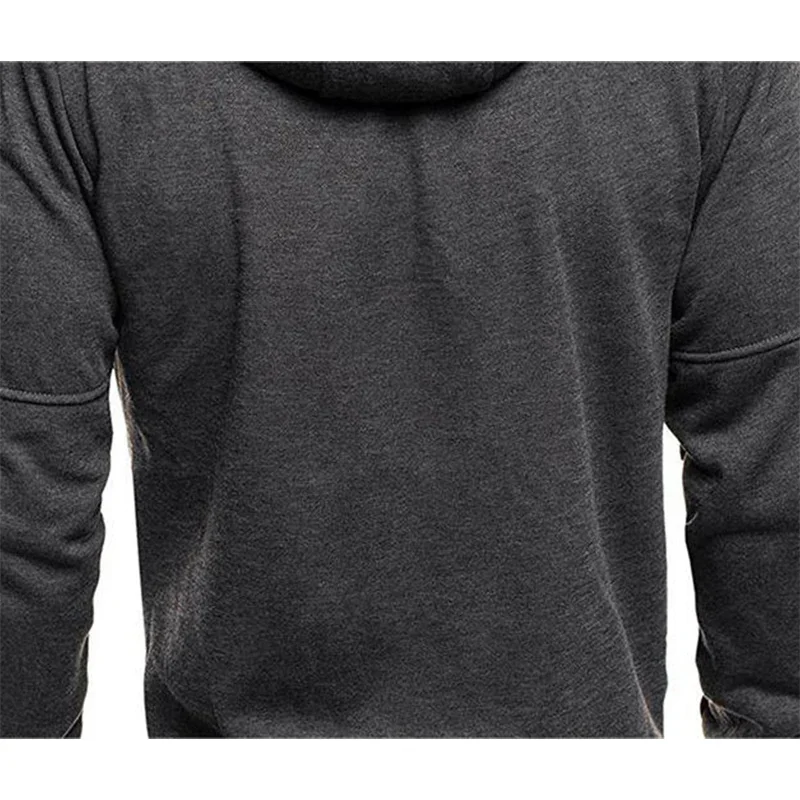 Solid Color Men Hooded Jacket Casual Long Sleeve Hoodie Zipper Gym Sports Hoodie Fashion