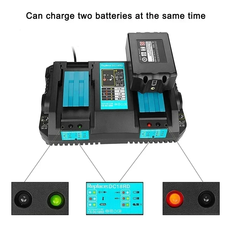 for Makita 18V 14.4V 4A Double Li-Ion Battery Charger DC18RD DC18SF for Makita 14.4V 18V 20V BL1830 BL1840 BL1850 BL1860 Bl1430