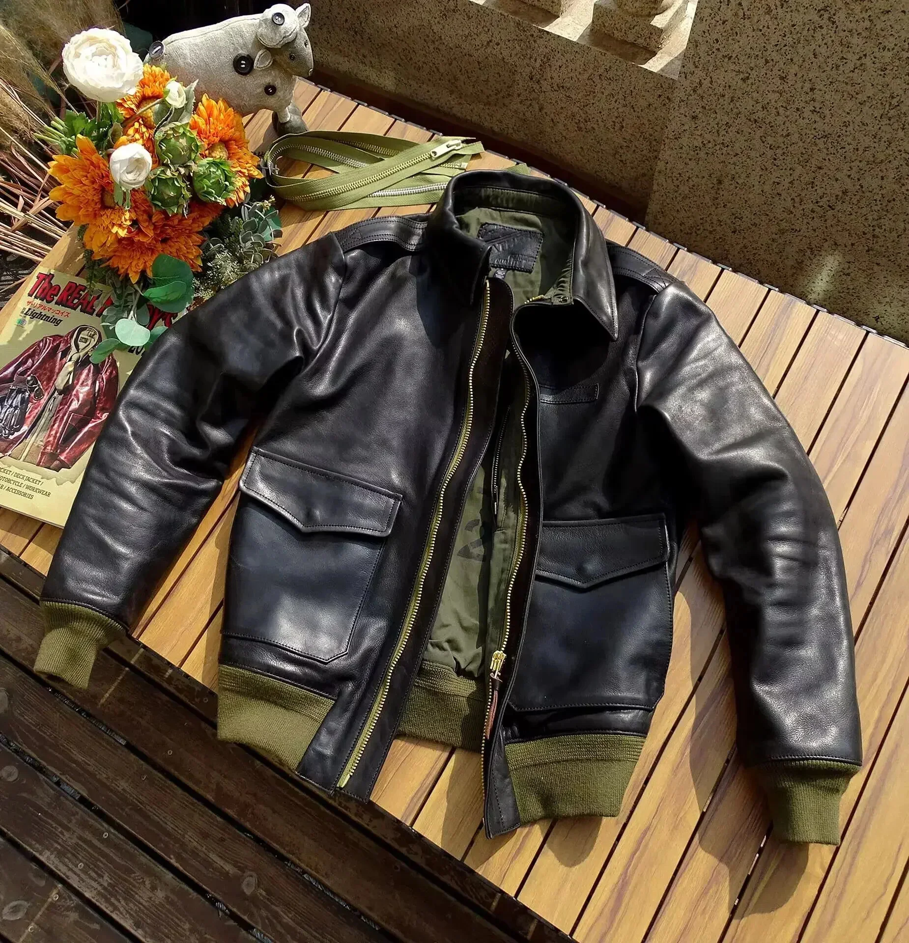 2025 New Arrival Men's Genuine Leather Jacket Natural Calf & Horse Skin Coat for Male Motorcyclist Black Plus Oversized 4XL 5XL