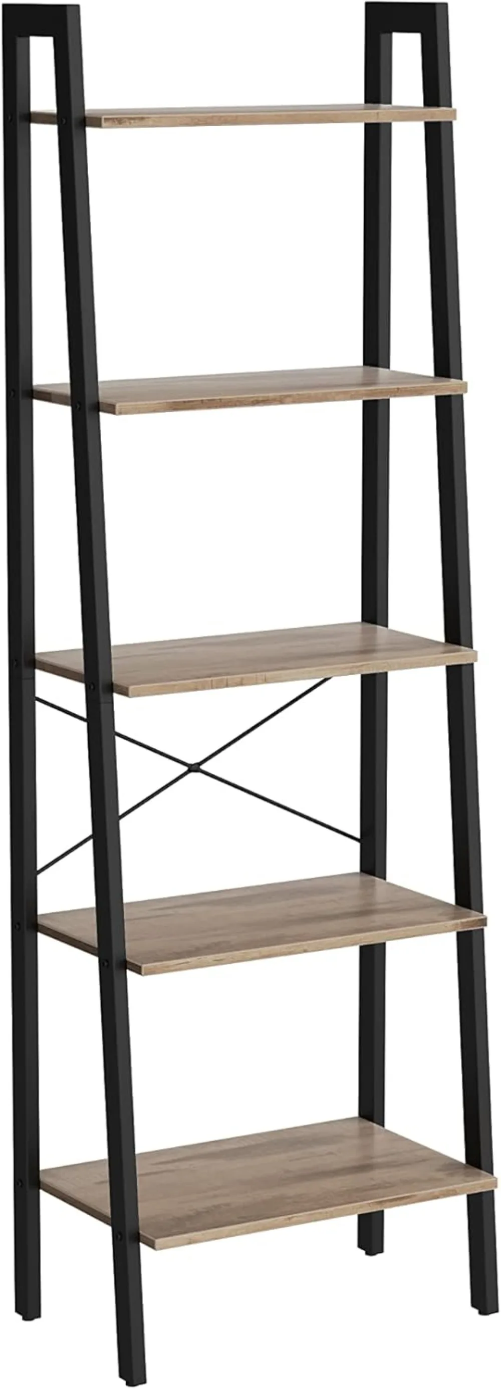 VASAGLE Ladder Shelf, 5-Tier Bookshelf, Storage Rack, Bookcase with Steel Frame, for Living Room Home Office, Kitchen, Bedroom